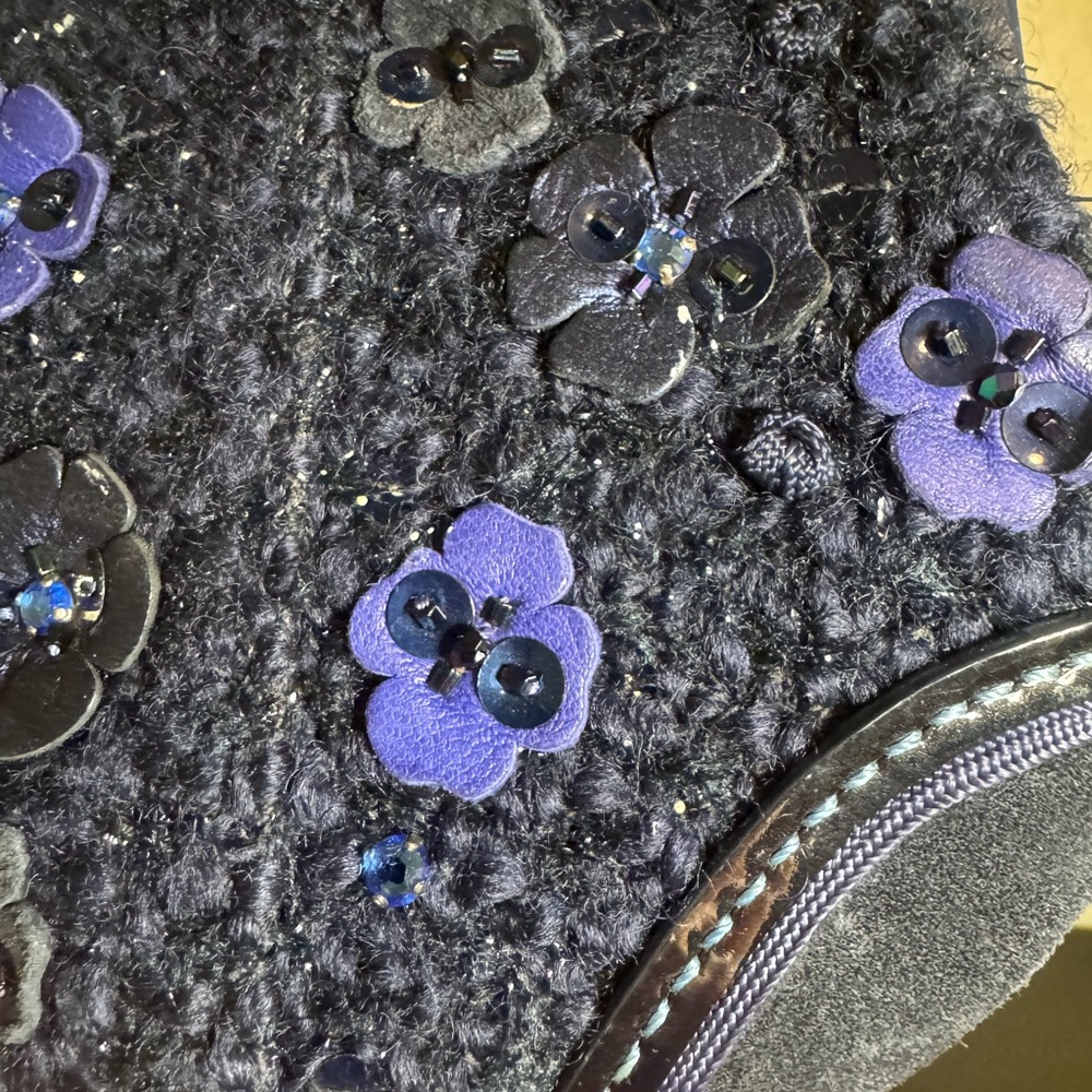 Coach Kisslock Dark Blue Floral Clutch Wristlet - Picture 12 of 13